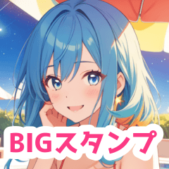 [LINEスタンプ] 流れ星と水着の女の子BIGスタンプの画像（メイン）