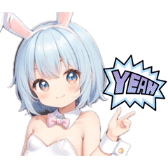 [LINEスタンプ] ホワイトショートバニーガール3