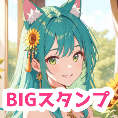 [LINEスタンプ] 雅なチャイナドレスの猫女子BIGスタンプの画像（メイン）