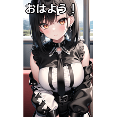 [LINEスタンプ] 白黒ロック女子は電車に乗る