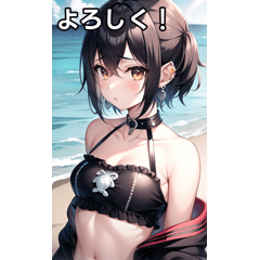 [LINEスタンプ] 海で遊ぶロック女子の画像（メイン）